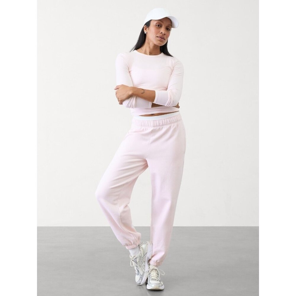 Athleta L Forever Fleece Jogger Shell Pink Large